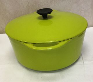 Le Creuset French Enamelware Green 22 Dutch Oven With Lid Cast Iron 3