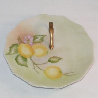 1994 Vintage Hand Painted Lemon Plate With Handle Lemon Slice Plate,  Tea Time