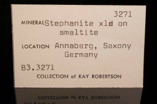 HISTORIC Stephanite & Skutterudite Crystal ANNABERG,  GERMANY - Ex.  Harvard etc 6