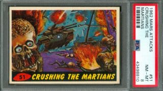 1962 Topps Mars Attacks Crushing The Martians 51 Psa 8 (nearmint -)