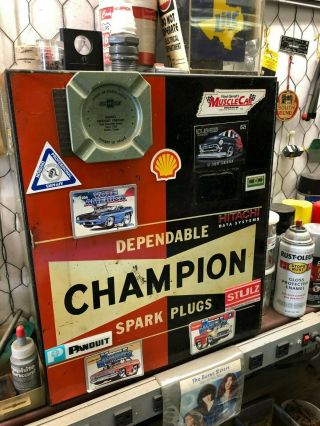 Rare Vintage Champion Spark Plug Metal Cabinet Sign Wall Box Man Cave Auto Shop