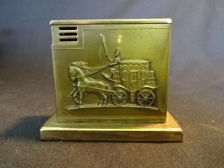 Rare Old Vtg D.  B.  R.  Gold Tone Stage Coach With Horse Driver Lighter West Germany