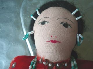 Handmade Navajo Doll Native American Indian Maiden 1960s 14 " Tall