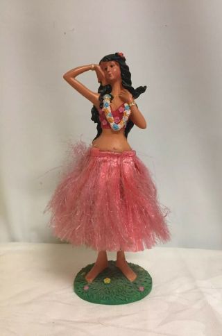 Vtg Hawaiian Hula Girl Dashboard Bobble Doll 8” Woman Dancing Hawaii Figurine