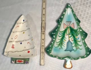 2 Vtg Holt Howard Christmas Tree Dish & Napco Painted Ceramic Candy Nuts 