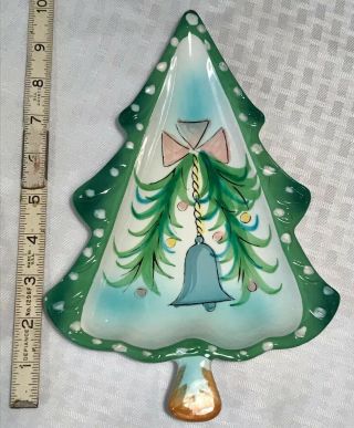 2 VTG Holt Howard Christmas Tree Dish & Napco Painted Ceramic Candy Nuts ' 59 ' 62 2