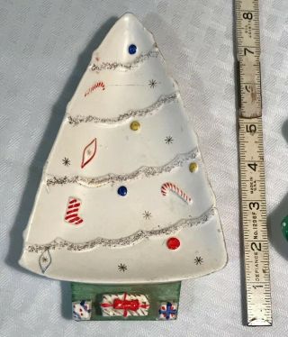 2 VTG Holt Howard Christmas Tree Dish & Napco Painted Ceramic Candy Nuts ' 59 ' 62 3