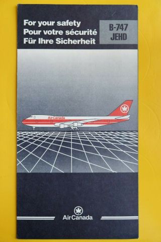 Safety Card Air Canada B747 Jehd Acf837d (9 - 92)