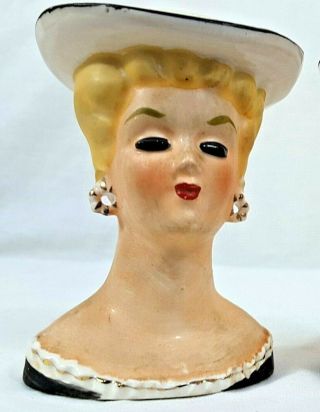 Vintage Inarco 1960s Lady Head Vase Elegant Blonde Gilt Earrings Japan (inaruko)