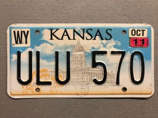 Kansas License Plate Capital Building Embossed Ulu - 570 2011 Sticker