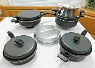 11pc Miracle Maid Gem Coat Cookware Anodized Aluminum Steamer Inserts