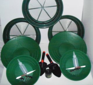 Green Deluxe Gold Panning Kit - Classifier,  Pan,  Tweezer,  Vial,  Magnet Ect