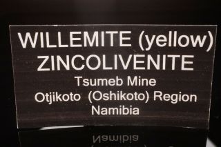 RARE Cadmium Willemite & Zincolivenite Crystal TSUMEB,  NAMIBIA - Ex.  Flynn 10