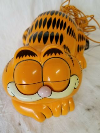 Vintage 80s Tyco Garfield Corded Desk Phone,  Eyes Open/close