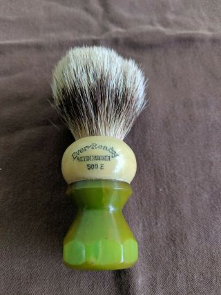 Vintage Ever Ready 500 E Shaving Brush Pure Badger Sterilized A Green Bakelite