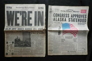 1958 Anchorage & Fairbanks Alaska Statehood Jubilee Complete Newspapers Scarce