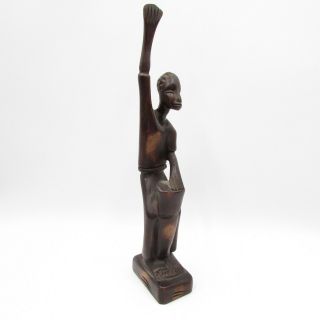 Vintage African Light Wood Carved Statue Hand Made Figurine Hand Up Drummer