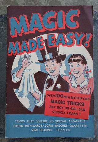 Vintage 1944 " Magic Made Easy " For Children Booklet 100 Magic Tricks For Kids