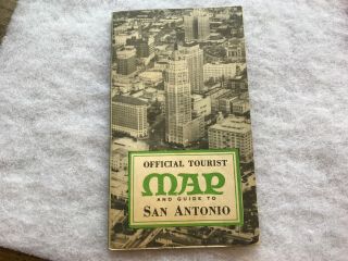 Vintage Official Tourist Map Of San Antonio,  Texas