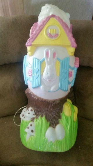 Easter Bunny House Blowmold By Tpi 1995 Light Up Decoration 31 " Tall