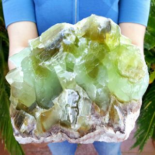 Outstanding Large 6 1/4 Inch Multi Color Green Calcite Crystal
