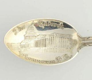 Washington Dc Historic Monuments Souvenir Spoon - Sterling Silver Collectors