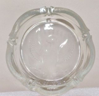American Eagle Stars 10” Thick Heavy Clear Frosted Glass Cigar Cigarette Ashtray