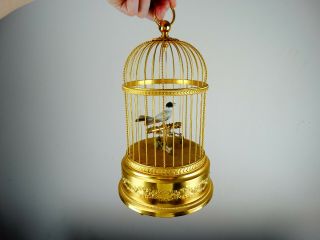 Swiss Reuge Music Box Bird Cage with Musical Automation Singing Birds 12