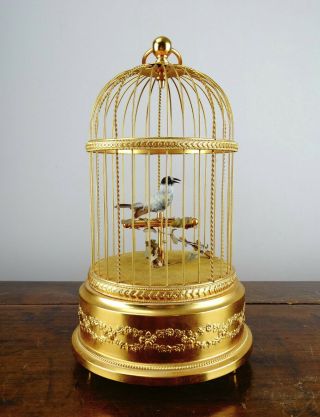 Swiss Reuge Music Box Bird Cage With Musical Automation Singing Birds