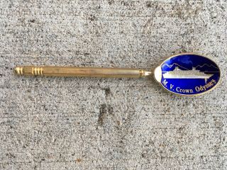 1988 - 96 M.  V Crown Odyssey Spoon Cobalt Blue Enamel 4 1/2 "