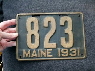 1931 Vintage Maine Shortie License Plate Low Number