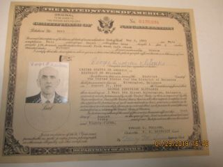 United States Of America Certificate Of Naturalization With Seal & Picture