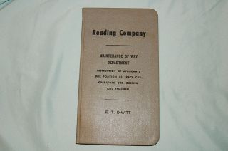 Reading Company Mw Dept.  Instructions For Track Car Operators,  Foreman.  1957
