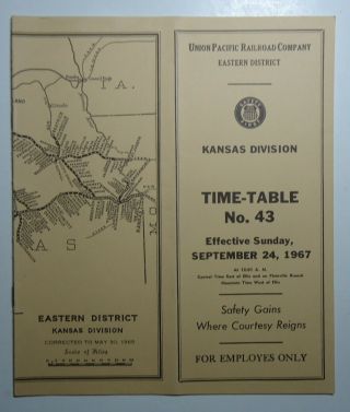 Union Pacific Railroad 1967 Employee Timetable - Kansas Division 43