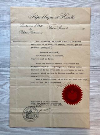 Republic Of Haiti 1925 Historical Collectible Passport Issued At Port - Au - Prince