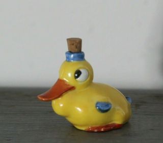 Antique Early 20thc German Porcelain Yellow Duck Perfume Scent Bottle
