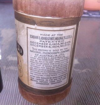 Edison Cylinder Record with Australian Edison Company label and Dealers lid 2 4