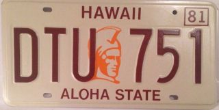 Hawaii King Kamehameha License Plate Maui Kauai Honolulu Big Island Dtu 751