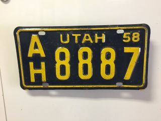1958 Vintage 4 Digit Utah License Plate