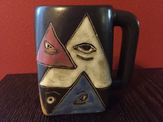 Mara Mexico Pottery Mug Eye All Knowing Pyramid Vhtf