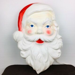 Vintage Union Product Santa Head Face Blow Mold Plastic Wall Hanging Lighted 104