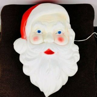 Vintage Union Product Santa Head Face Blow Mold Plastic Wall Hanging Lighted 104 2