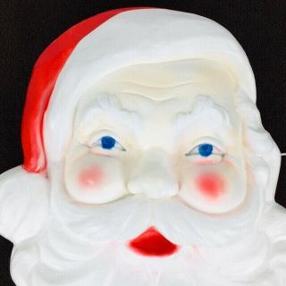Vintage Union Product Santa Head Face Blow Mold Plastic Wall Hanging Lighted 104 3