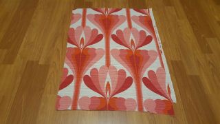 Awesome Rare Vintage Mid Century Retro 70s Dekoplus Pink Red Blossoms Fabric Sml