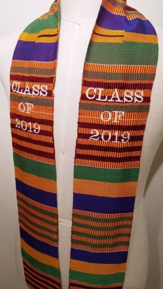 Class Of 2019 Kente Graduation Stole,  Authentic Kente Cloth