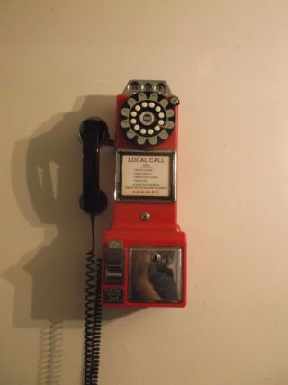 Crosley Red Retro Pay Phone/bank,  Wall Mountable,  Preowned/works Great