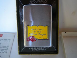 Rare Vintage Zippo Lighter Yellow Pages Advertising W/ Box 2