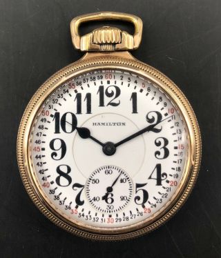 1926 Hamilton 16s 21j Double Sunk Pocket Watch 992/2 2439815 Montgomery Dial