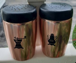 Vintage West Bend Salt & Pepper Shakers Copper Color