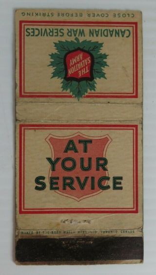 Vintage Canadian War Services Salvation Army Matchbook Cover (inv23865)